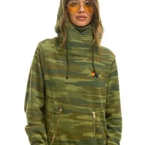 Aviator Nation Ninja Hoodie, Extra Small (XS) Cozy Camo Pullover Zip Pocket